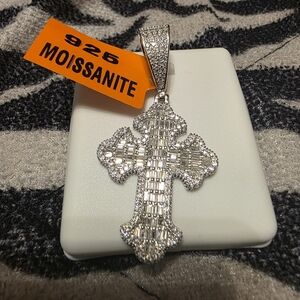 Silver Moissanite Cross Pendant